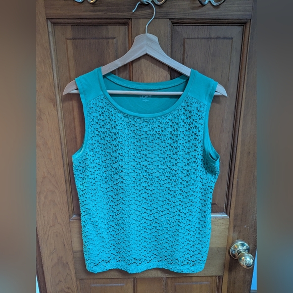 LOFT Tops - LOFT Turquoise Lace Tank Top